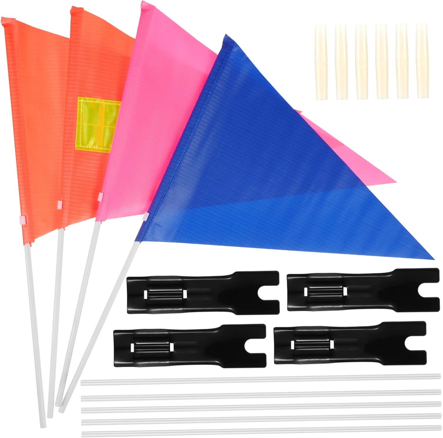 Levemolo 1Set Portable Bike Safety Flag with Flagpole and Mounting Brackets Includes Flags for Enhanced Visibility Bike Trailers and Bicycles