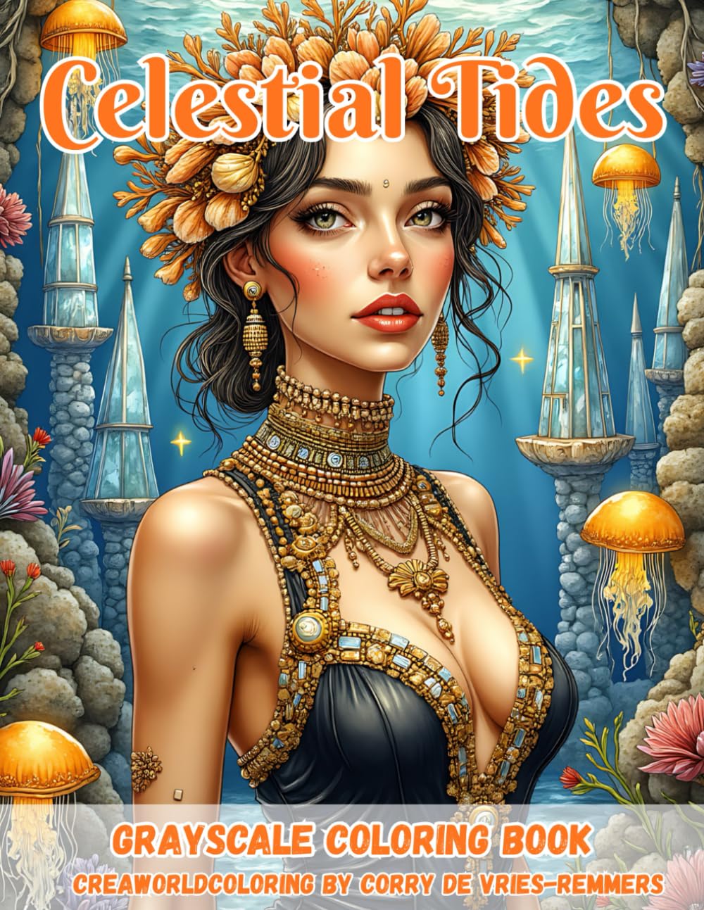 Celestial Tides: A Dreamlike Coloring Journey Through Ocean Queens, Starlit Seas & Mythic Beauty