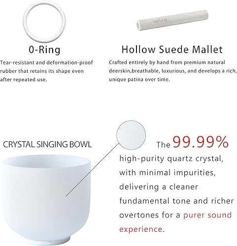 Vista 4 de Topfund - Cuencos de cristal para crear notas de sonido de vibración, Nota del chakra del corazón F, 8 pulgadas Nota F+Caja