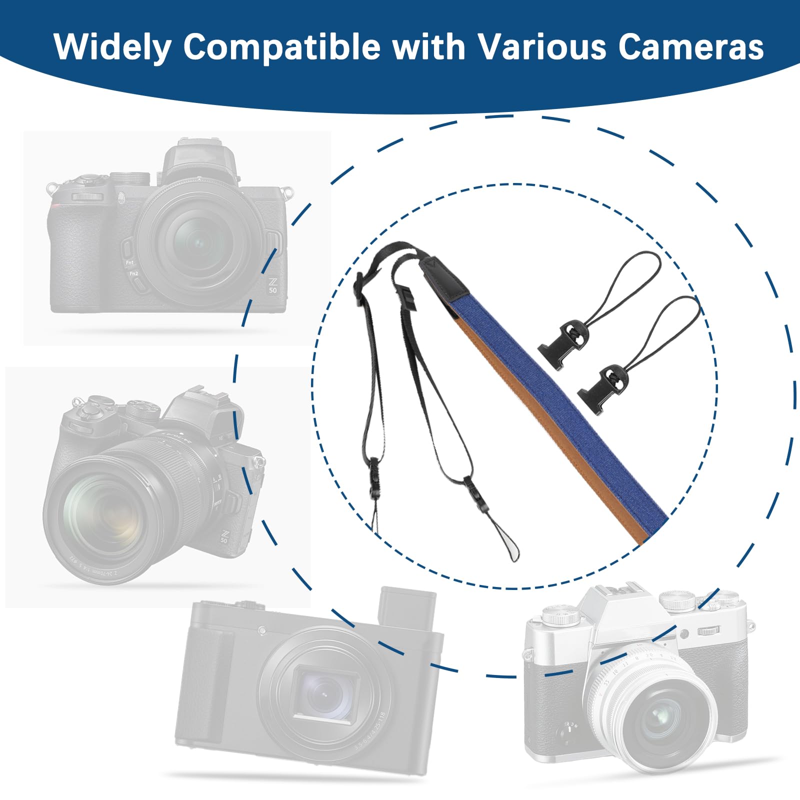 Windfromort Cinghia Regolabile Tracolla Macchina Fotografica - Cinghia Macchina Fotografica Morbidissima con Sgancio Rapido - Camera Strap Universale per DSLR/Mirrorless/Compact (Nero)