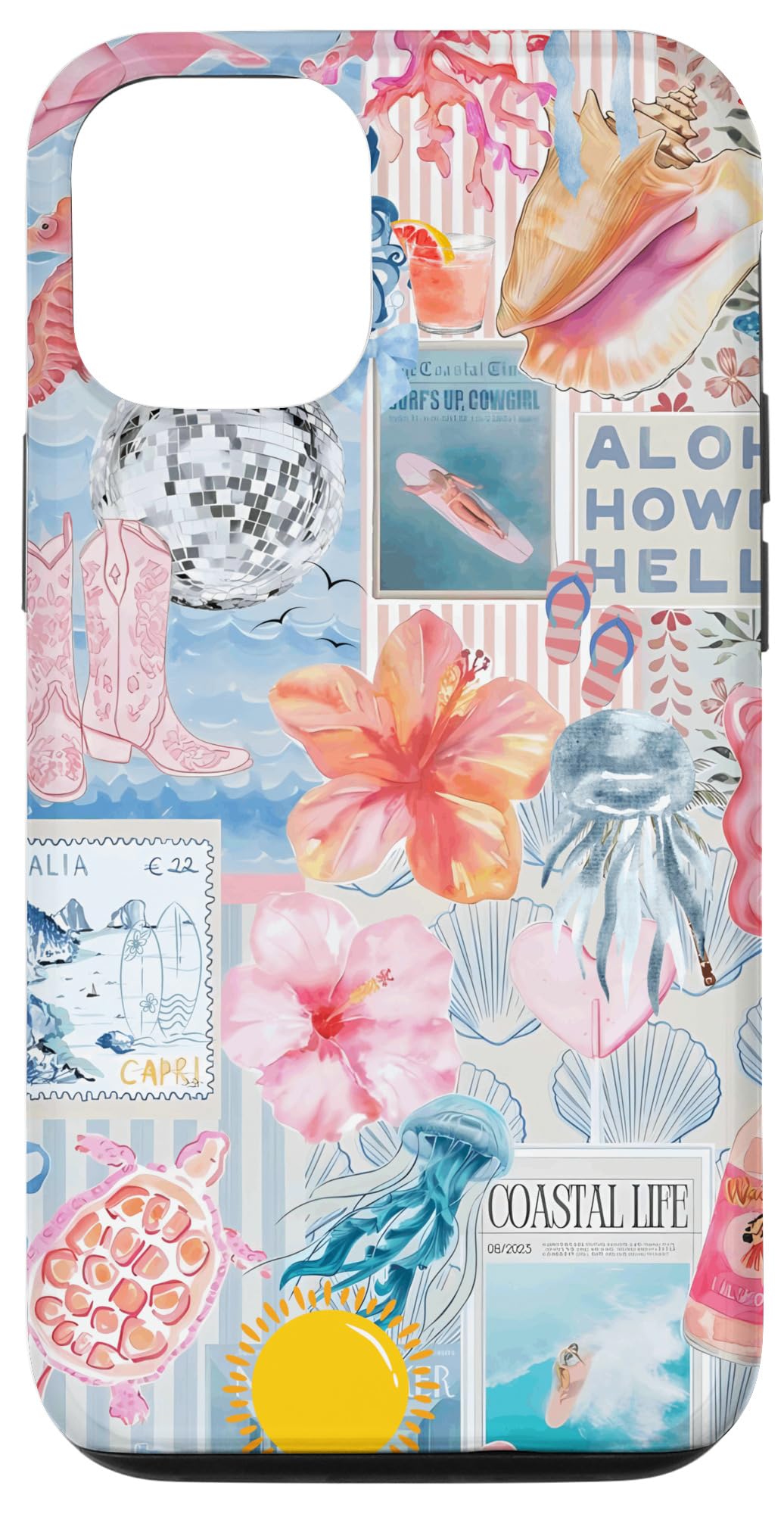 Beachy Blue Coquette Coastal Collage Preppy Cute Aesthetic Case for iPhone 12/12 Pro