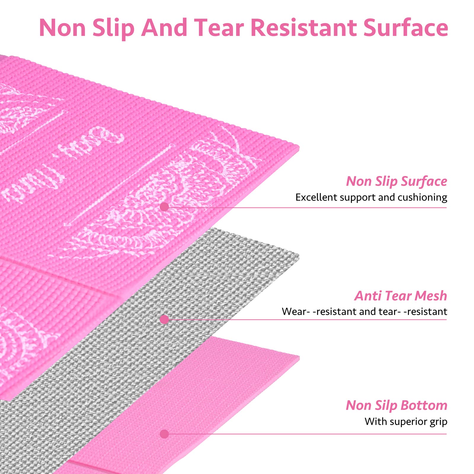 Opvouwbare Yogamat Voor Vrouwen, Antislip Oefenmat Thuissportschool Reisyogaset Met Stretchband Yoga Pilates En Fitness 68 L X 24 B 5 Mm Dik Grijs 840310117
