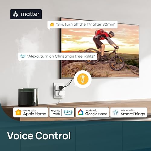 Miniatura 4 de Linkind Matter - Enchufe inteligente con luz nocturna LED, funciona con Alexa, Apple Home, Google, toma inteligente de 15 A1800 W, del atardecer al