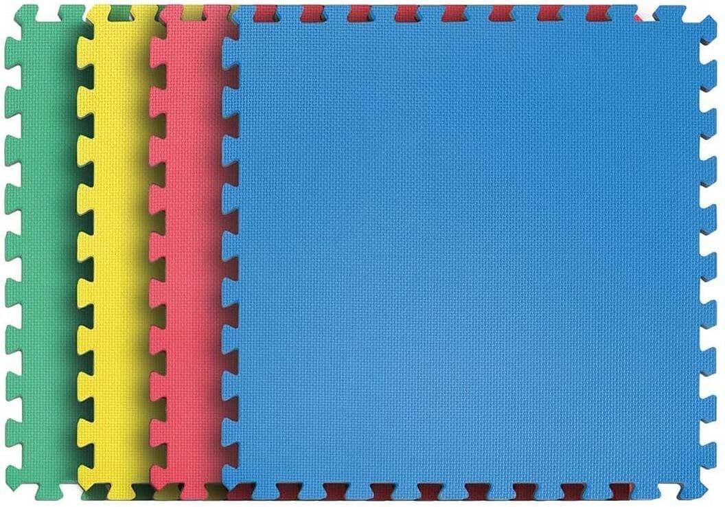 YMD Fitness Puzzle Mat, Gym Floor Mat, EVA Foam Interlocking 24"x24" 4Pc 16 SqFt Multicolor 12 mm Exercise & Gym Mat ()-image-3