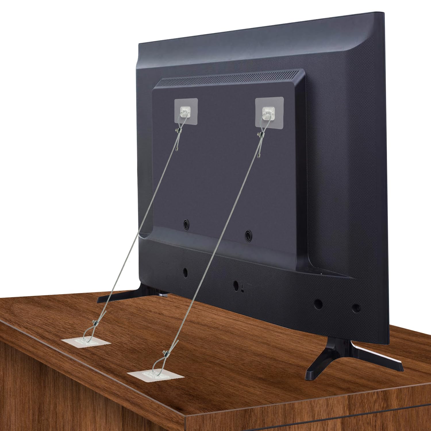 Efocakiox Adjustable 42" TV Safety Straps, Anti-Tip Adhesive Furniture Wall Anchors Kit for Baby Proofing, No Drilling Secure Flat Screens TV to Wall,