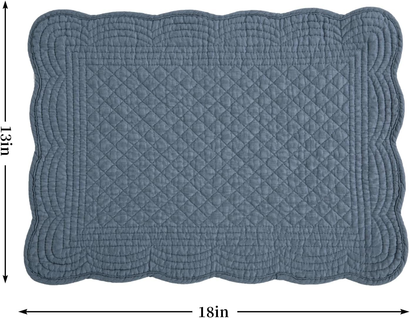 HOMBYS Quilted Placemats Set of 8 Washable-Rectangular Placemats for Kitchen Table-100% Cotton Fabric Rectangular Table Mats-Cotton, (Navy Blue)