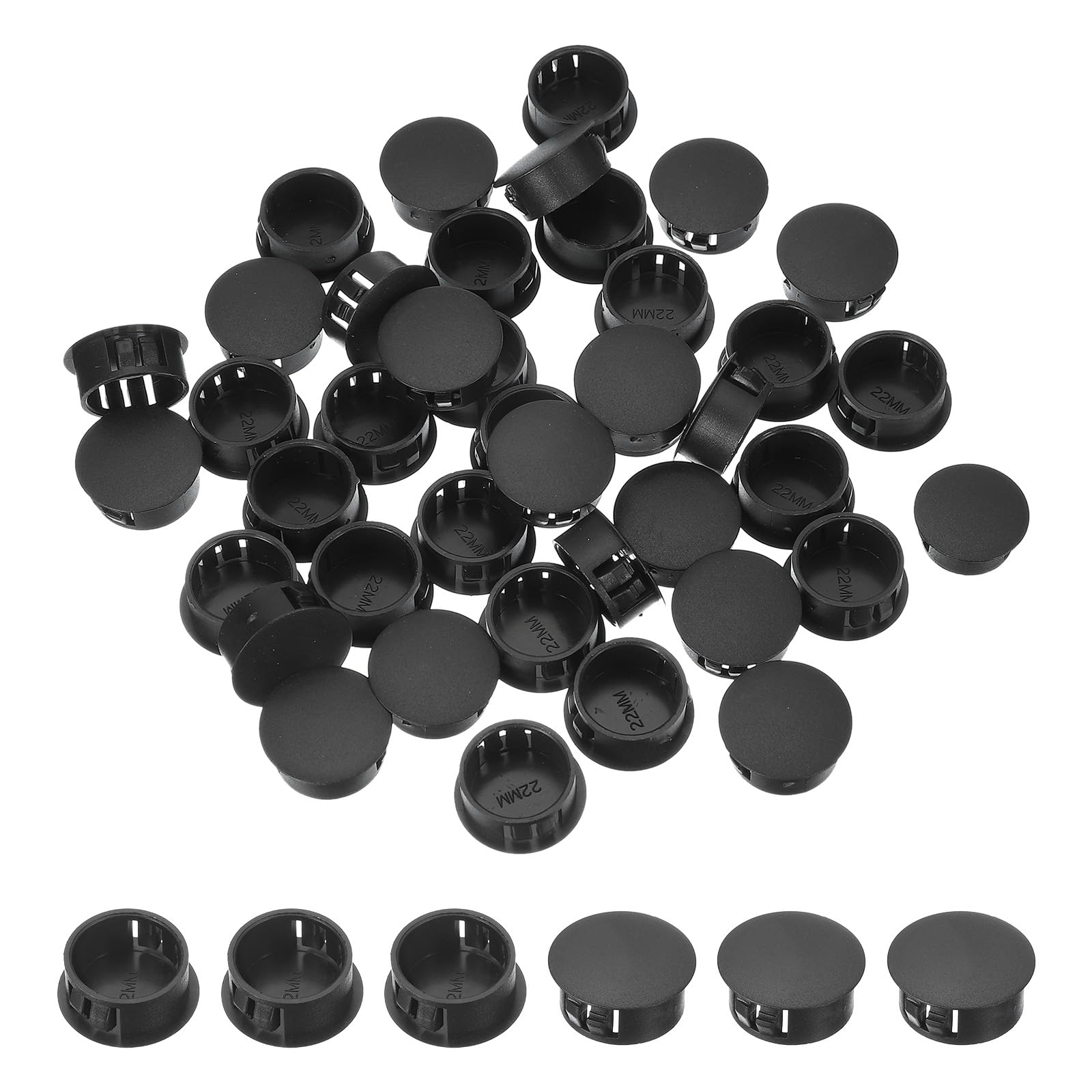 Bouchon plastique 22 mm PATIKIL lot de 50 pièces noir type flush pour panneau et meuble