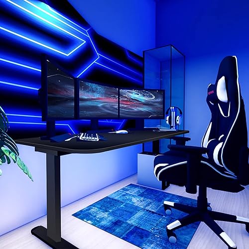 Miniatura 3 de farexon Escritorio eléctrico de pie de altura ajustable, escritorio de computadora de 47 x 24 pulgadas con 4 alturas preestablecidas, estructura de