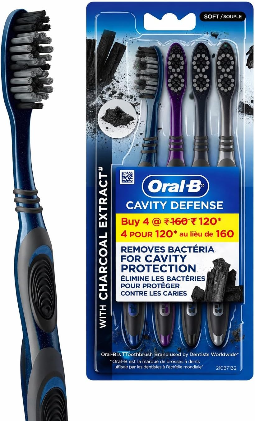 Oral B Cavity Defense 123 Black Toothbrush Medium (Pack of 4)