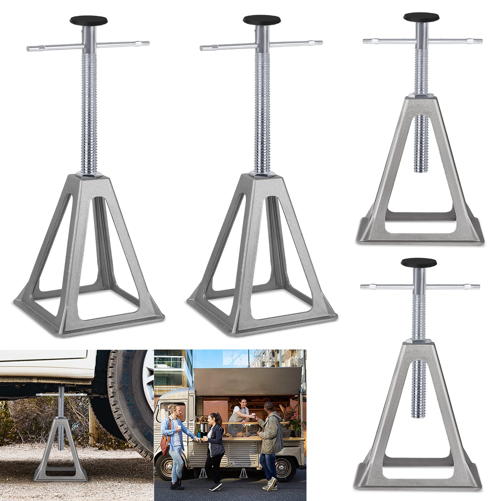 Stützbock für Caravan Wohnwagen Stützbock Wohnmobil Stützbock Abstellböcke Aluminium Stützen Unterstellbock Höhenverstellbar 28-45 cm, bis 1000KG Belastbar pro Stütze (4er Set)