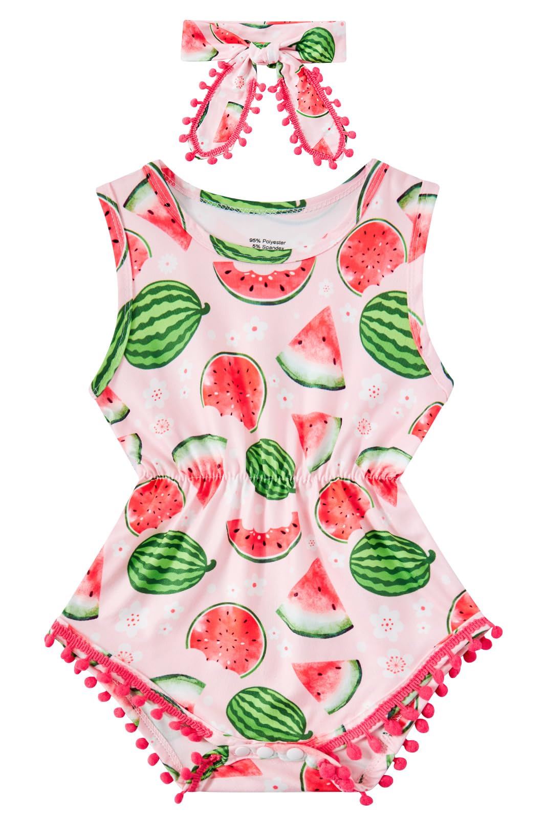 Baby Girl Clothes 0-24 Months Outfit Sleeveless Infant Romper Bodysuit with Headband