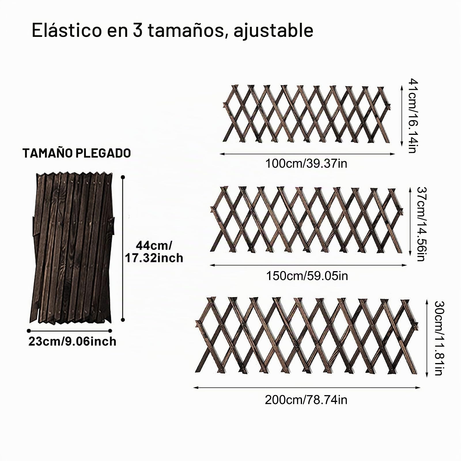 3 enrejados expansibles de madera para jardín, valla plegable al aire libre para plantas, panel decorativo para pared, para hogar y jardín