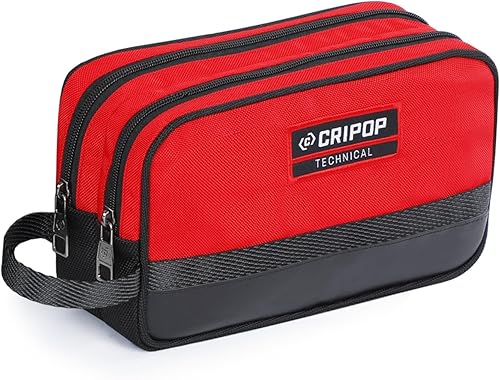 Bolsa de herramientas con cremallera, compartimentos duales, bolsa de herramientas pequeña resistente (10 x 6 pulgadas  12 x 7 pulgadas),