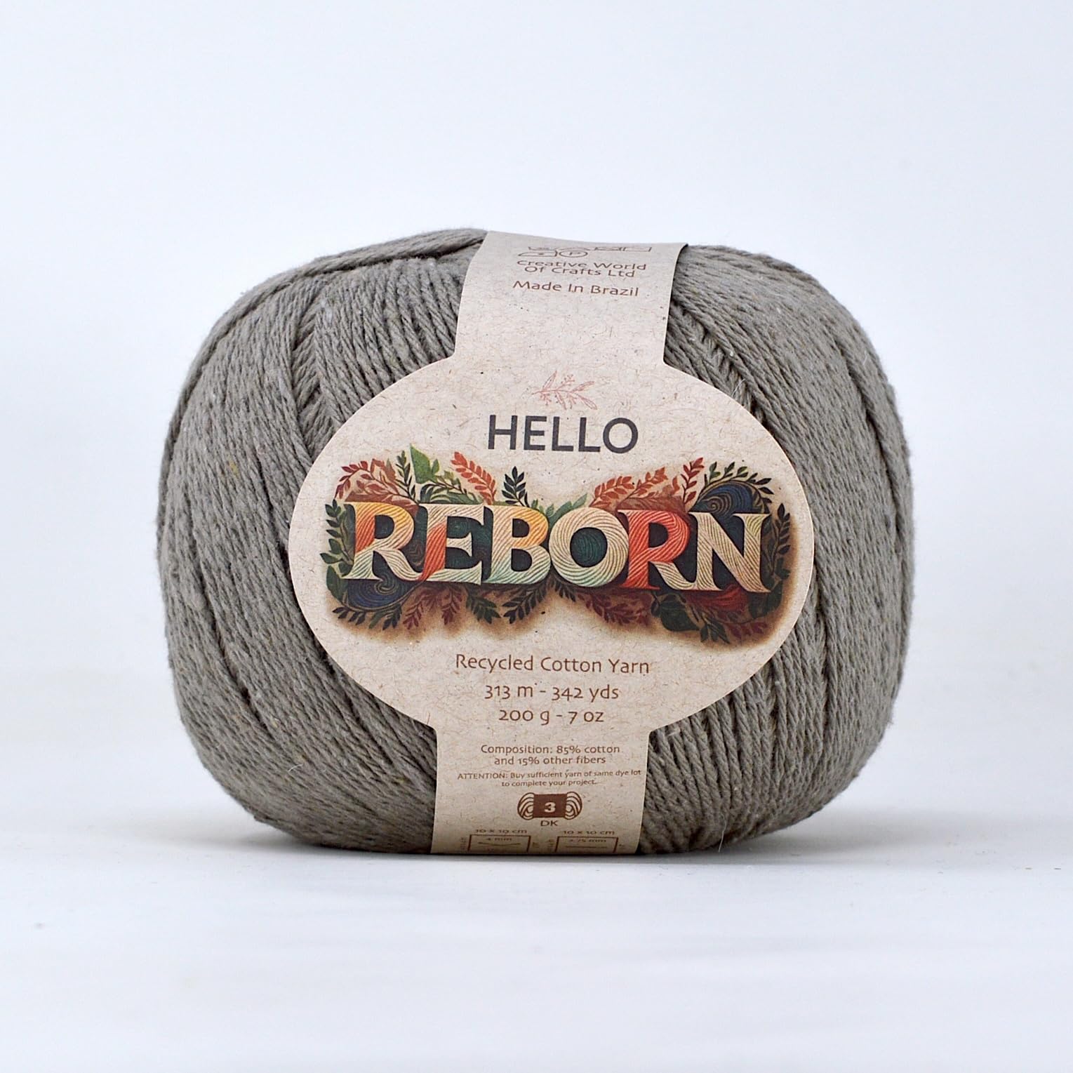 Reborn Recycled Cotton - Overcast - 200g DK Crochet/Knitting Yarn