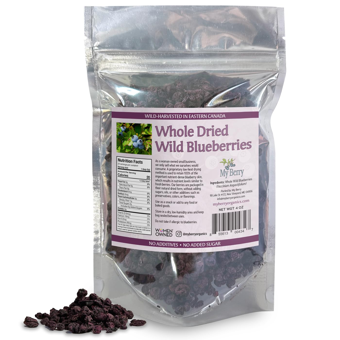 Dried Wild Blueberries, No Added Sugar, Oils, Or Preservatives, Pure & Simple, Canadian Grown