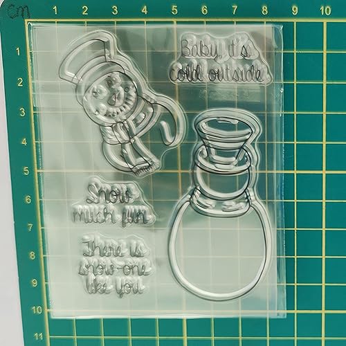 Miniatura 3 de Juego de sellos y troqueles transparentes de muñeco de nieve de invierno para hacer tarjetas, plantillas de corte para álbumes de recortes, álbum de
