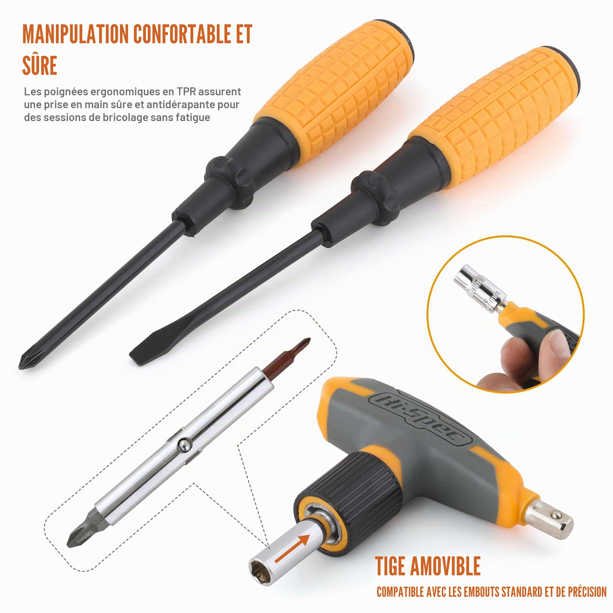 Kit d'outils manuel compact Hi-Spec 30 pièces pour bricolage à domicile et au bureau. Kit de démarrage d'outils pour réparations domestiques dans une boîte à outils portable
