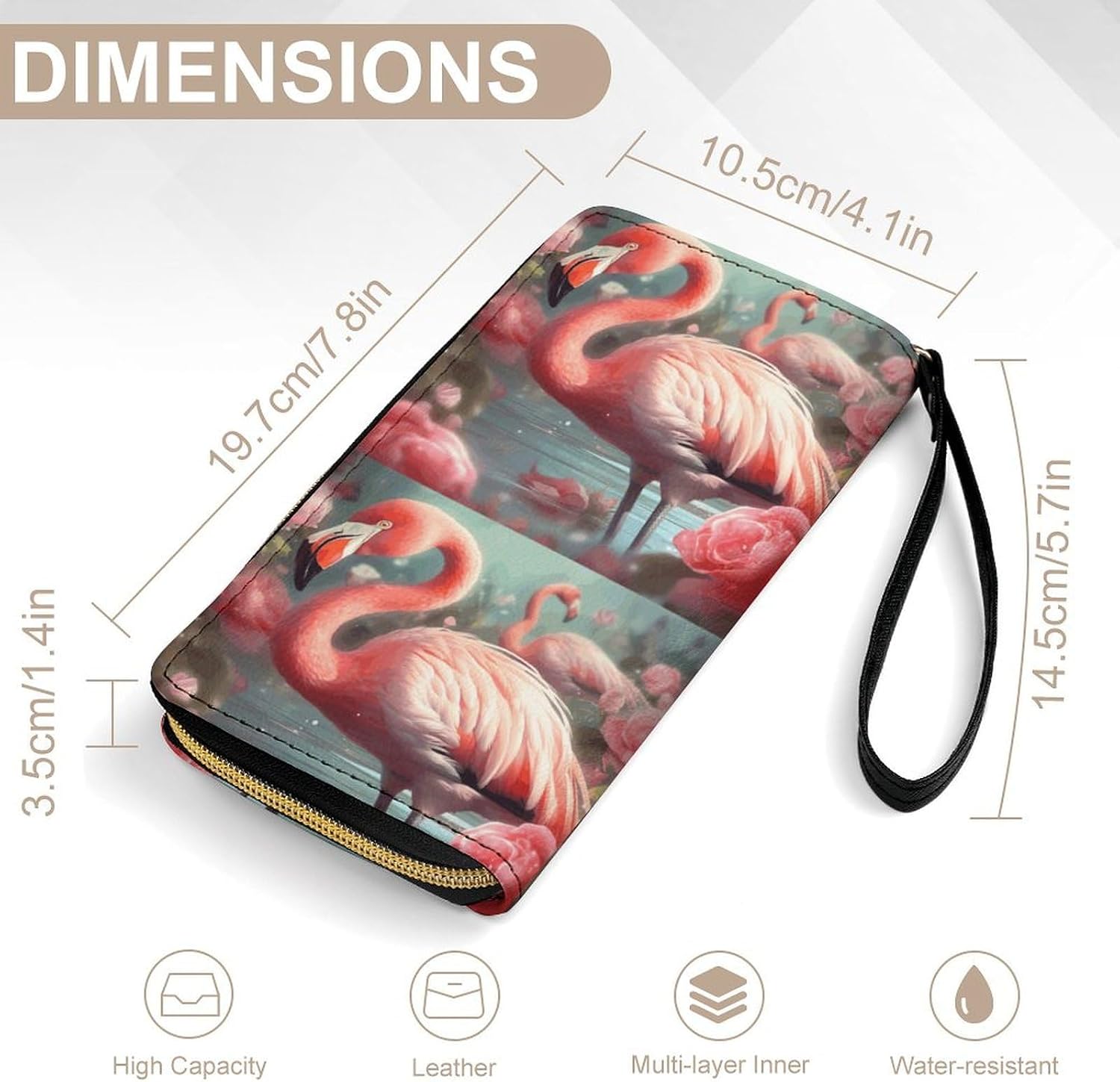 Flamingos Wristlet Clutch Wallet with 4 Card Slots image 4
