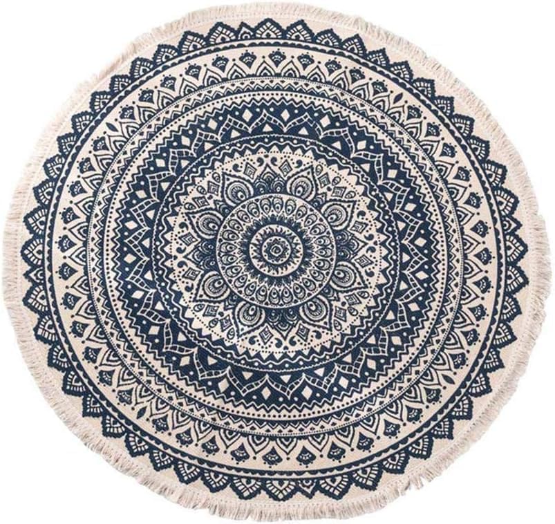 IHONYI Runder Baumwollteppich, 90 cm, waschbar, maschinenwaschbar,...