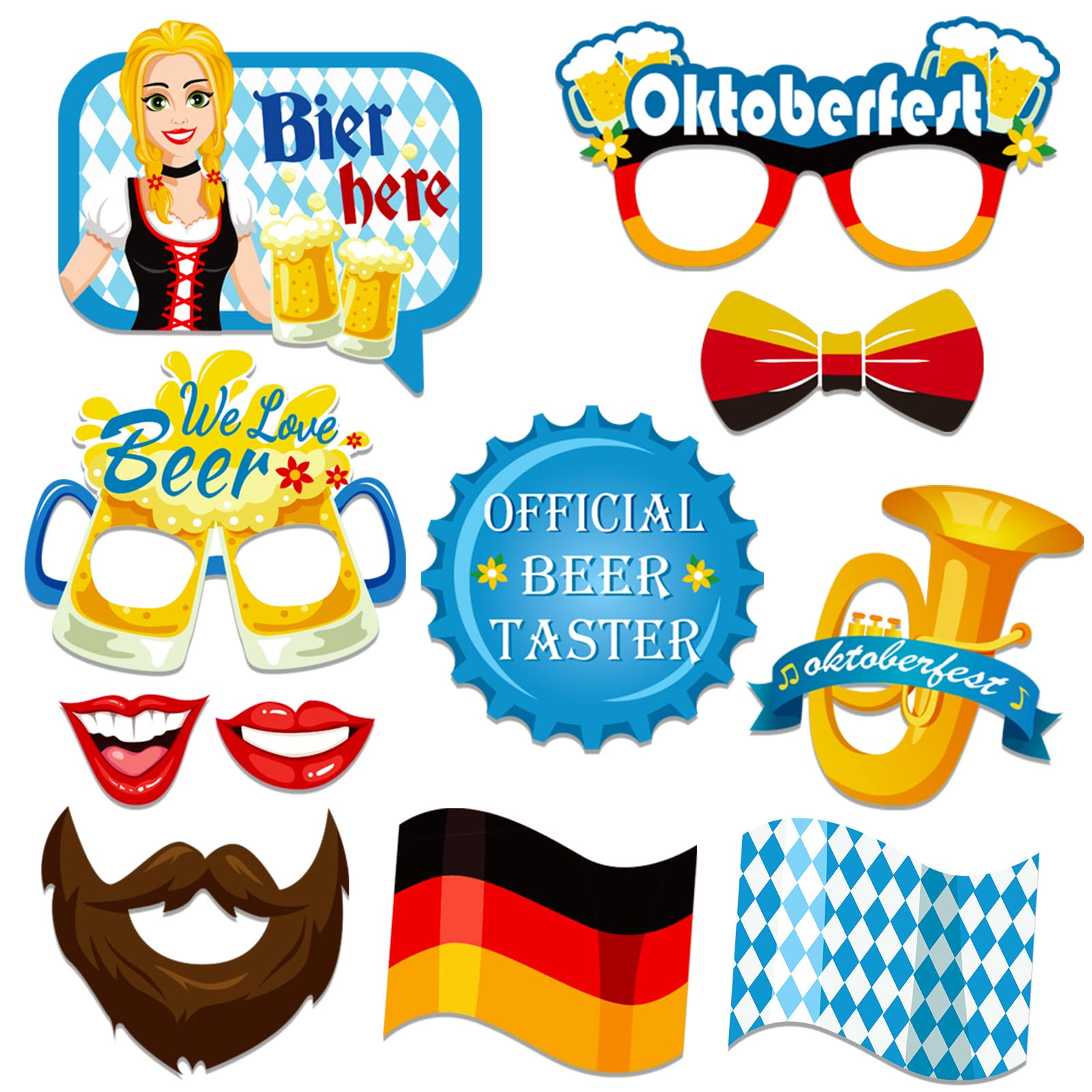 Lot De 30 Décorations De Fête De La Bière à Suspendre Pour L'Oktoberfest - Décoration à Suspendre - Bière Allemande - Saucisse De Bière Wiesenthal, Bière, Robe Dorée, Pantalon En Cuir à