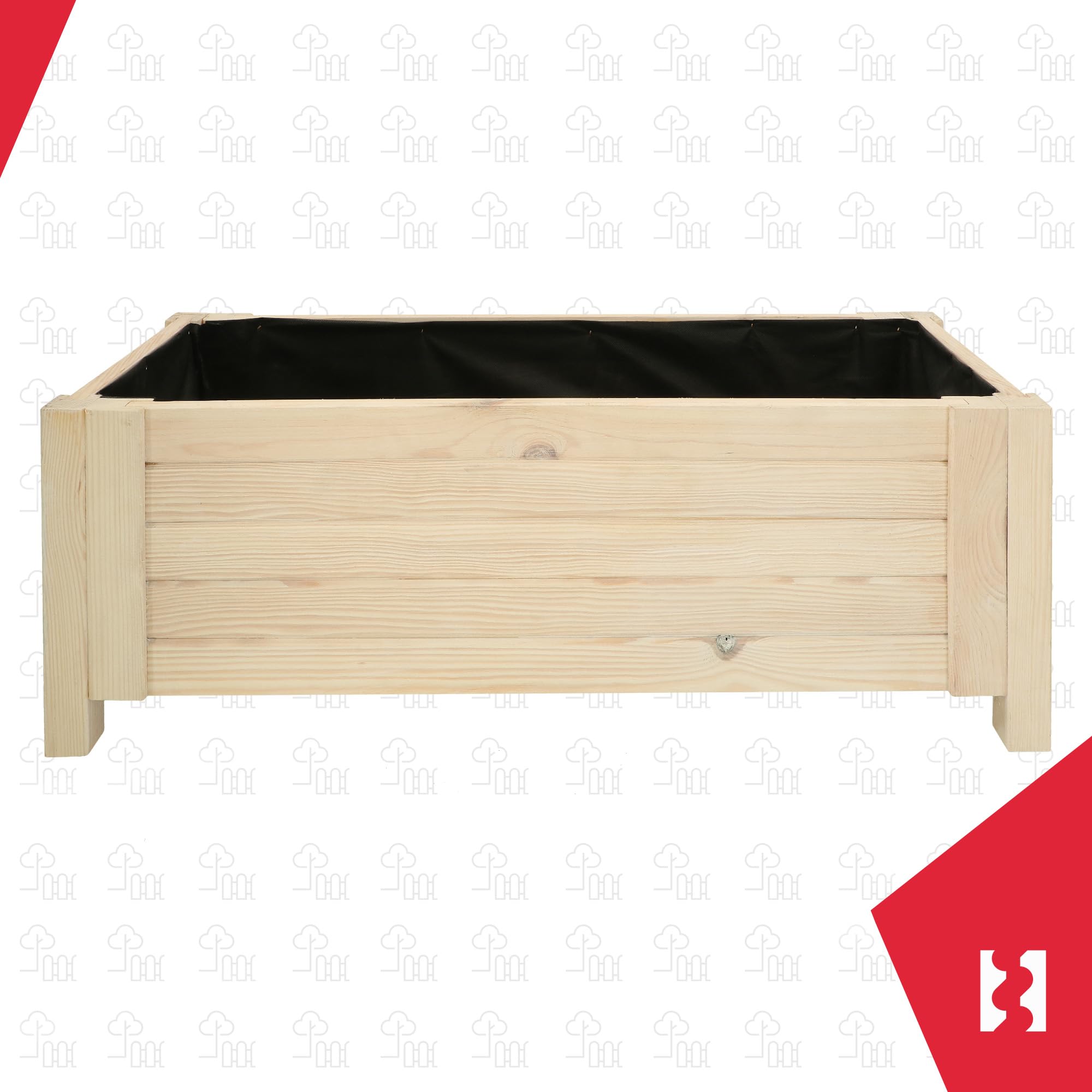 KOTARBAU® Jardineras Exterior - Macetas Exterior - Madera de Pino - 79 x 39 x 30 cm - Rústico - Macetero Rectangular - Grande - Macetero con Patas - con Velo Antimaleza - Decorativo