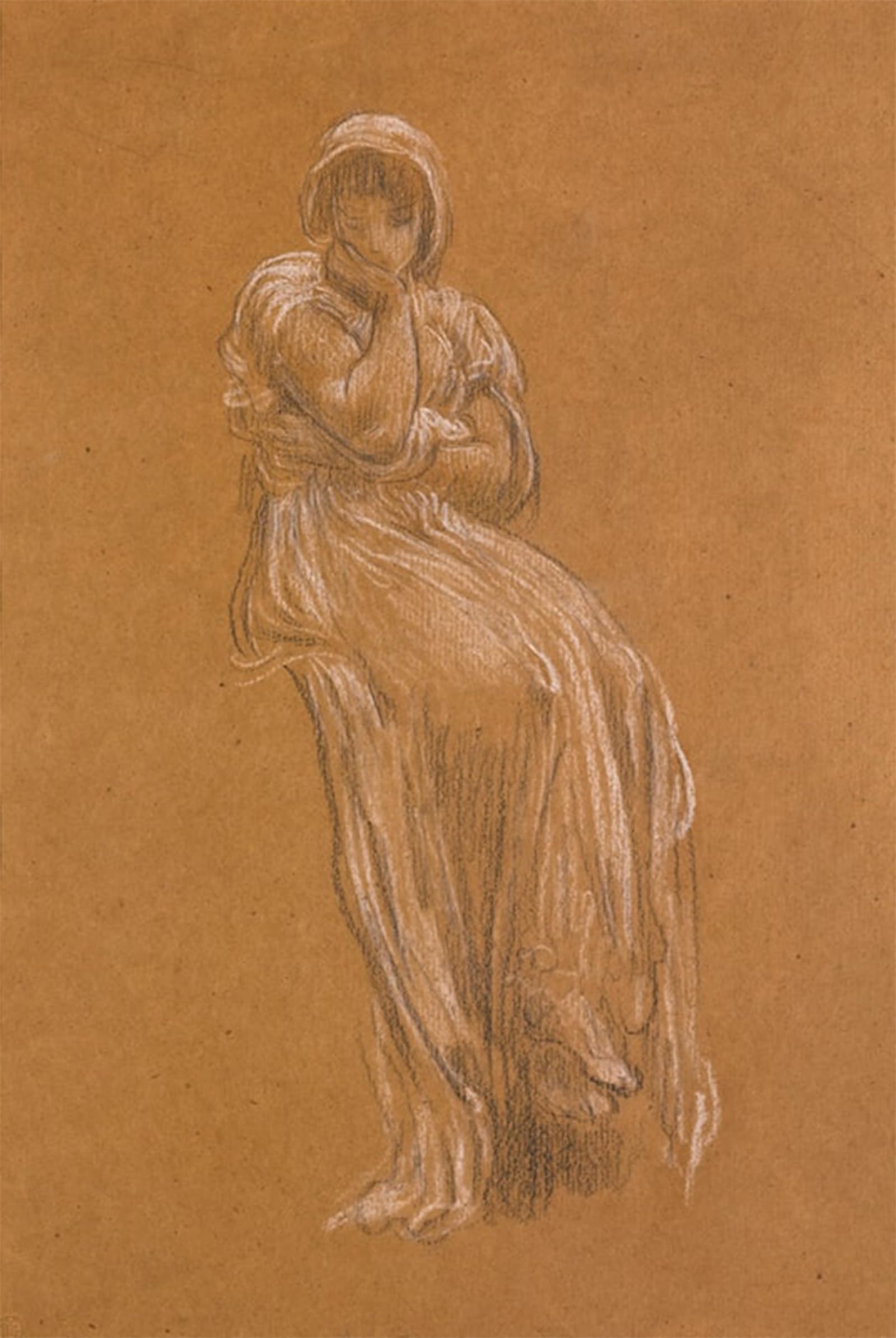 HRJUBWREE Classic Canvas Picture Art Canvas Print Modern Oil Painting Study for Solitude by Lord Frederick Leighton Artwork on Wall for Office Decor 60x90cm
