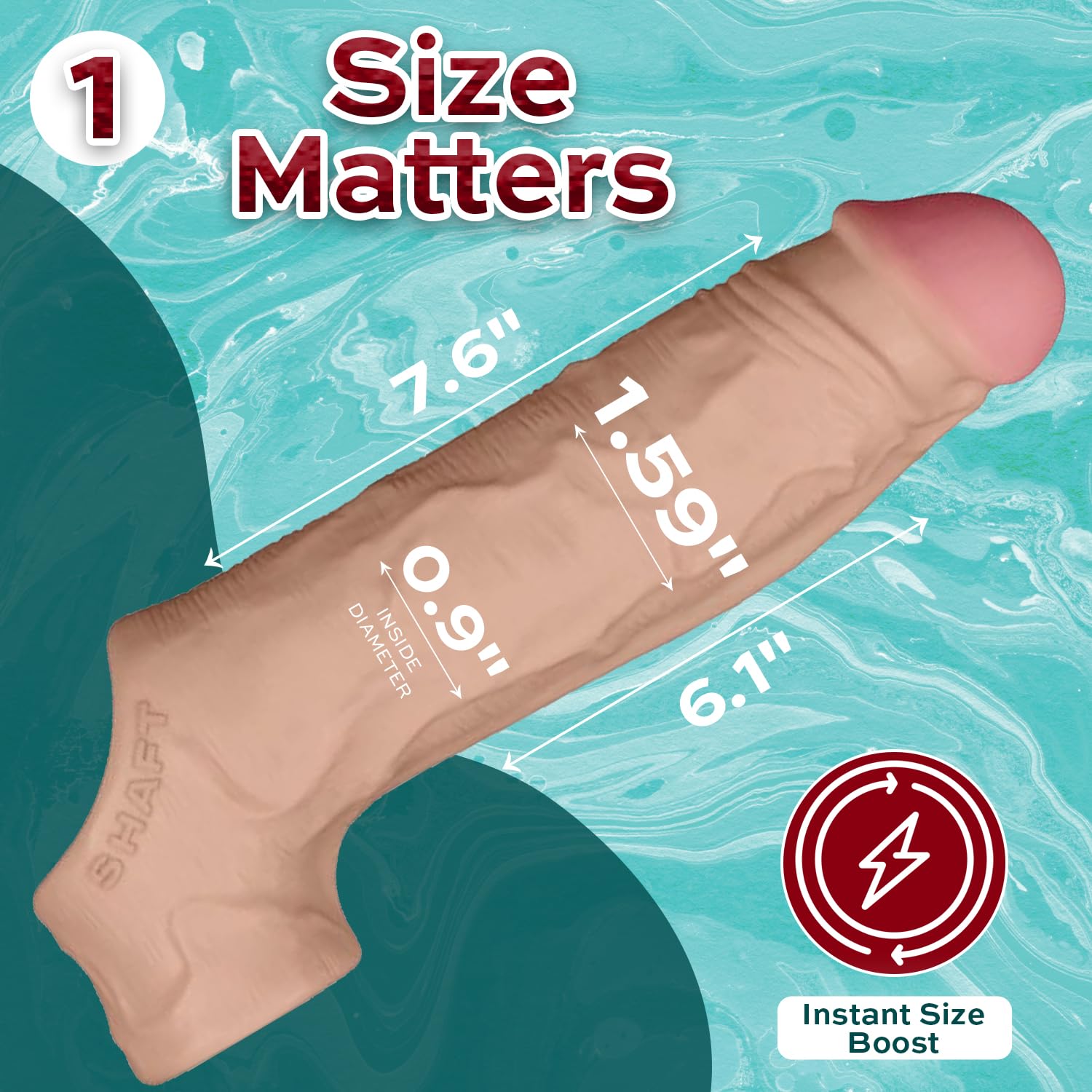 Shaft Guaine e prolunghe per il pene Model F Size 1 Liquid Silicone Sleeve Pine Flesh 19,8 cm