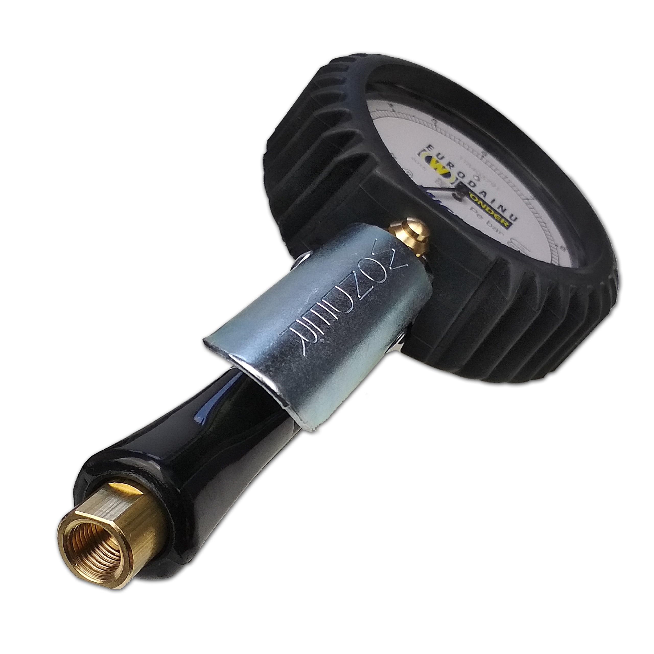 Wonder, Reifenfüller gaugeung EURODAINU 1991/CEE von Michelin, Dual Skala Bar (0,7–12) – PSI (10–174) Ø80 mm Manometer, 150 cm Schlauch, für Standard-Norm-Ventile