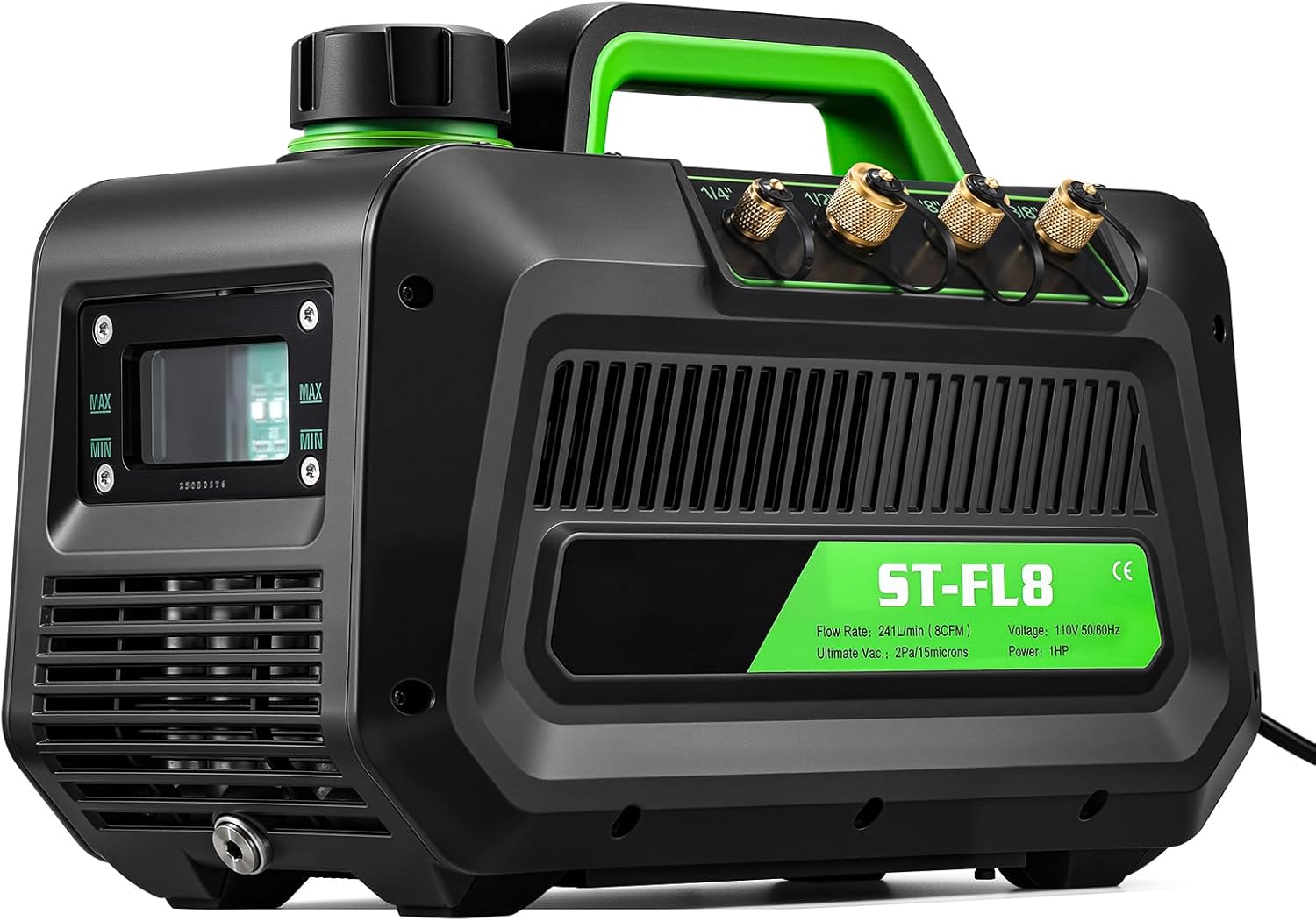 Antstone Dual Stage HVAC Vacuum Pump 1 HP 8CFM Rotary Vane Air Vacuum Pump 2 Pa 15 Micron Smart Oil Change System for HVAC Air Conditioning Refrigeration Maintenance A2L R32 R22 Compatible