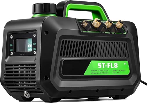 Antstone Dual Stage HVAC Vacuum Pump 1 HP 8CFM Rotary Vane Air Vacuum Pump 2 Pa 15 Micron Smart Oil Change System for HVAC Air Conditioning Refrigeration Maintenance A2L R32 R22 Compatible
