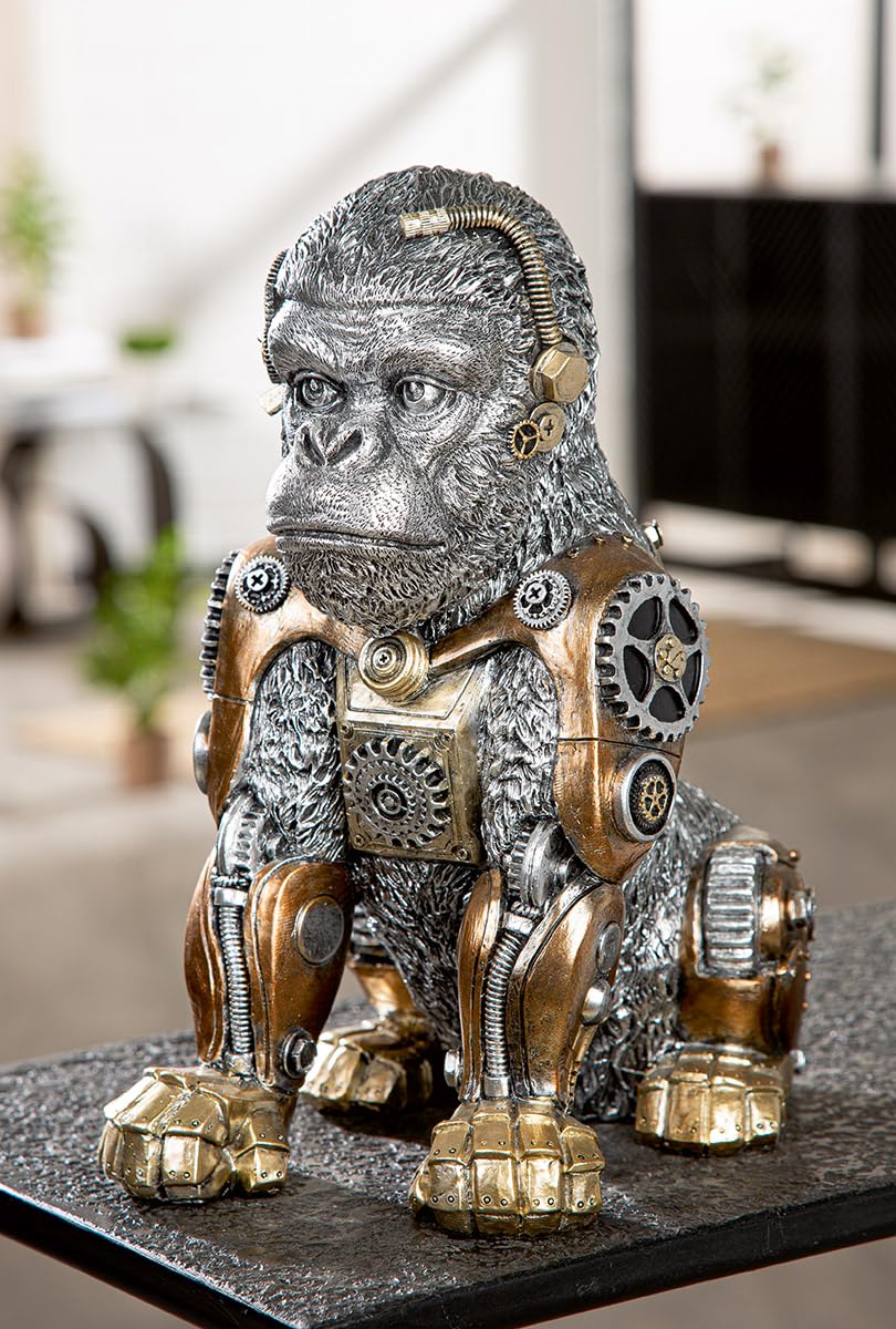GILDE Decorative Figurine, Resin, Silver, Höhe 31 cm