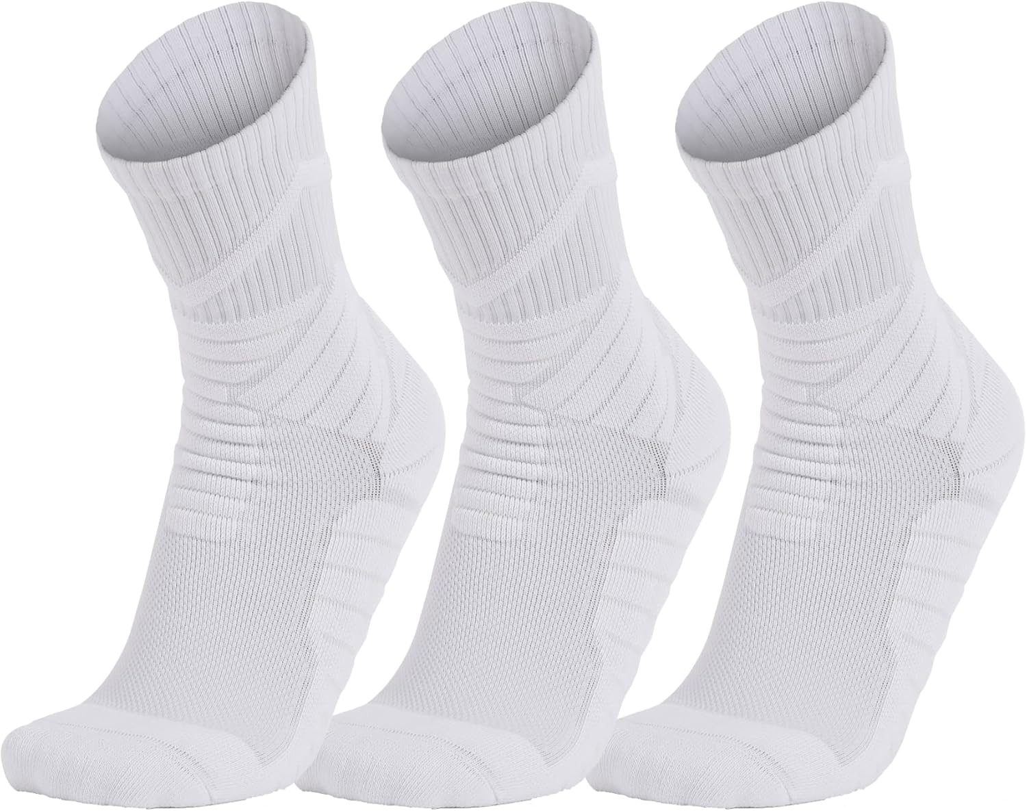 AnsrJ Basketball socks for Men or Women,Athletic Cushion Crew Socks with Arch Compression 3-Pack