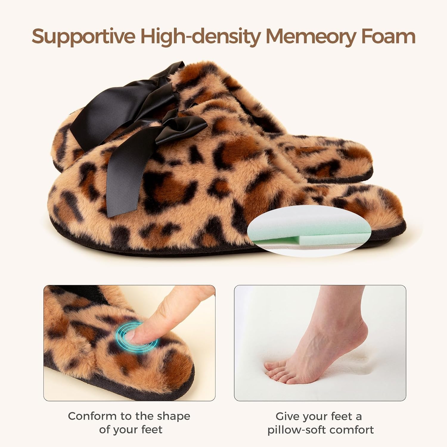 Snug Leaves Women's Fuzzy Scuff Slippers Memory Foam Non-slip House Shoes image 5