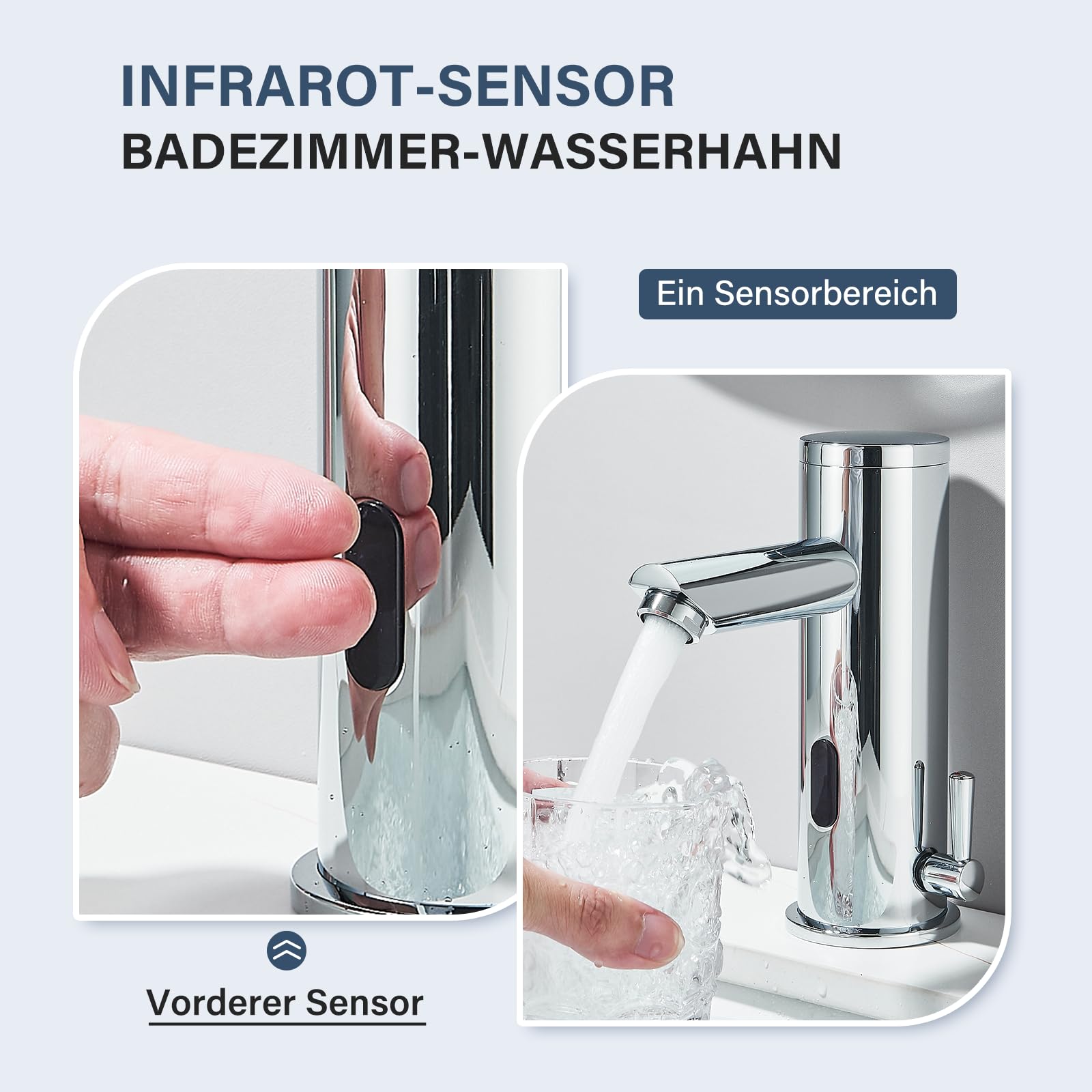 Sensore a infrarossi Rubinetto Bagno Cromo, Automatico Sensore Miscelatore Miscelatore Bagno Schermo Calda Acqua Fredda Miscelatore Rubinetto Rubinetto Lavello