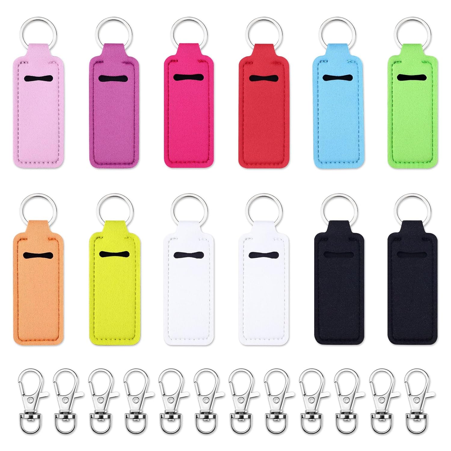 12 PCS Chapstick Holder Key Chain Lip Gloss Holder Keychain Chapstick Holders Bulk Keychain Lip Balm with Clip