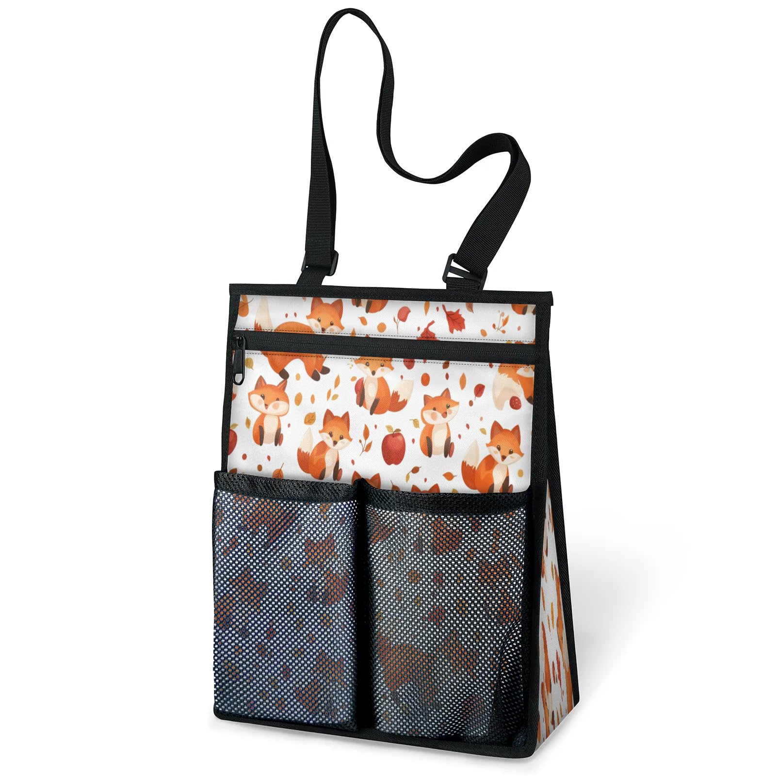 Ourtheme Cute Cartoon Foxes Portable Shower Bag for Travel Gym Camp Beach Tote Shower Caddy Bags Hanging Toiletry