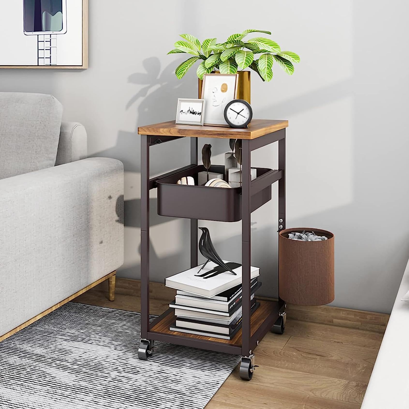 Boite Rangement Plastique Bureau chariot de rangement étroit à tiroirs