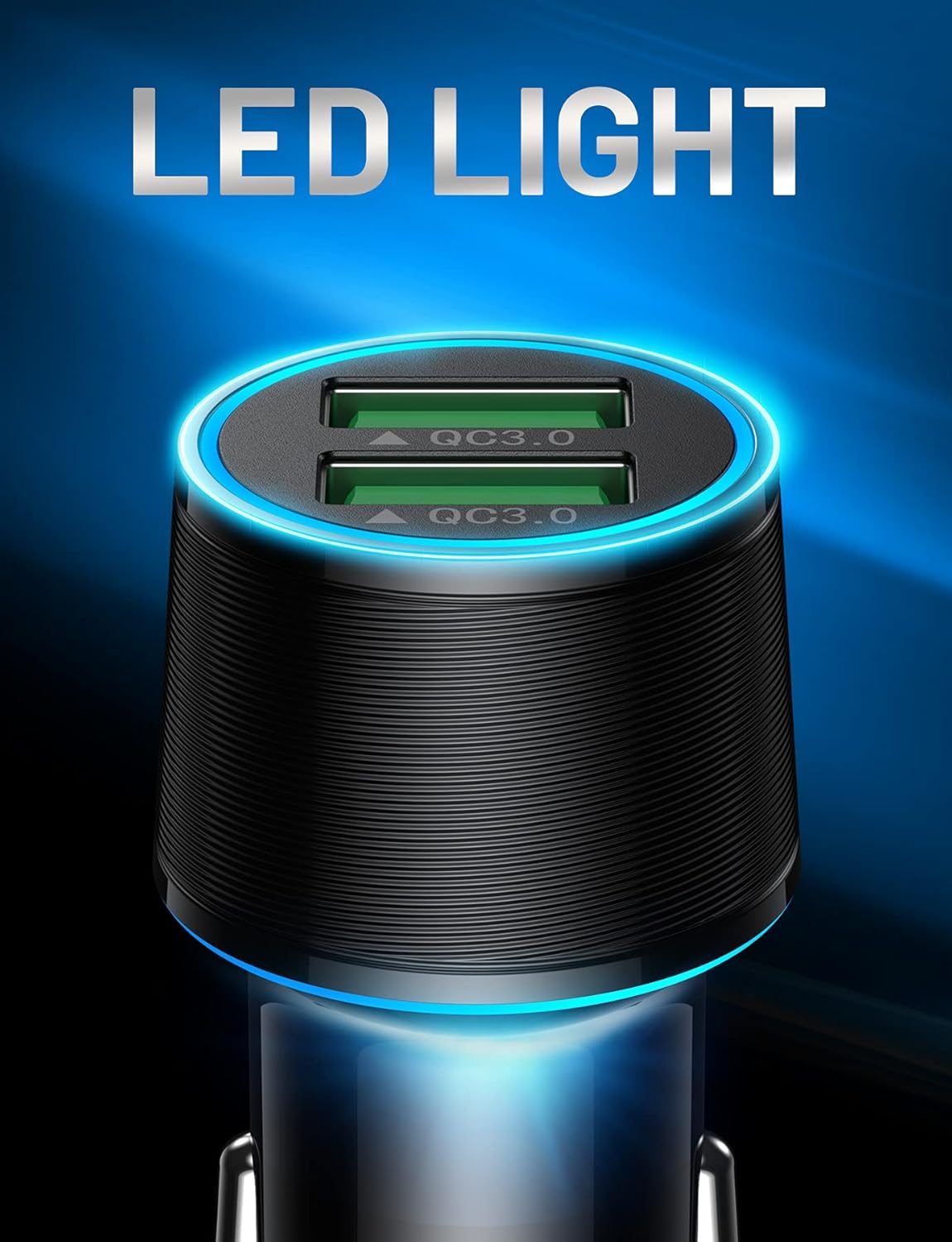 USB Car Charger 36W 2 Port Quick Charging Double Aperture Blue Light & QC 3.0 Dual Port Smart Fast Car Charger USB Car Adapter for iPhone, Samsung, Motorola, LG : Cell Phones & Accessories