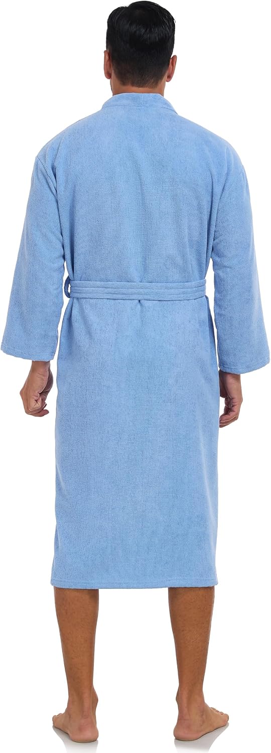 Mens Robes Lightweight Terry Cloth Bathrobe Soft Long Towel Robe for Men