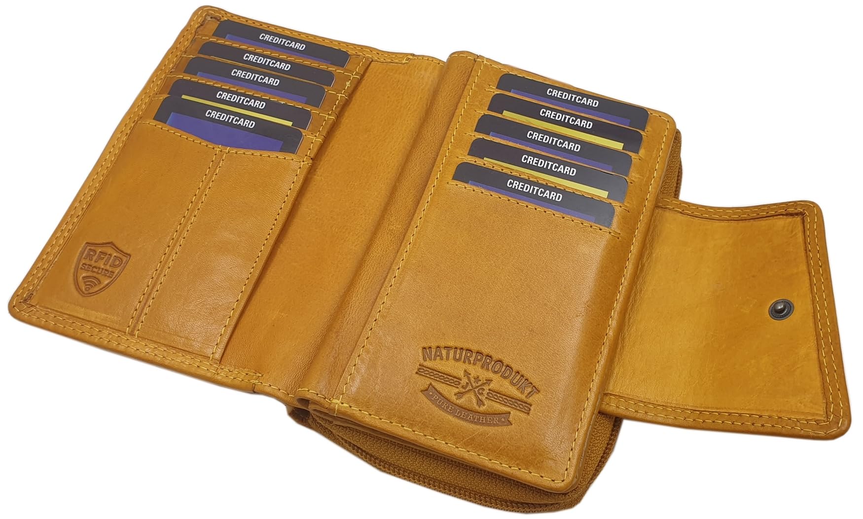 Cuero de Vaca Cartera para Mujer con Mariposa-Motivo o sin Motivo con Bloqueo RFID y NFC