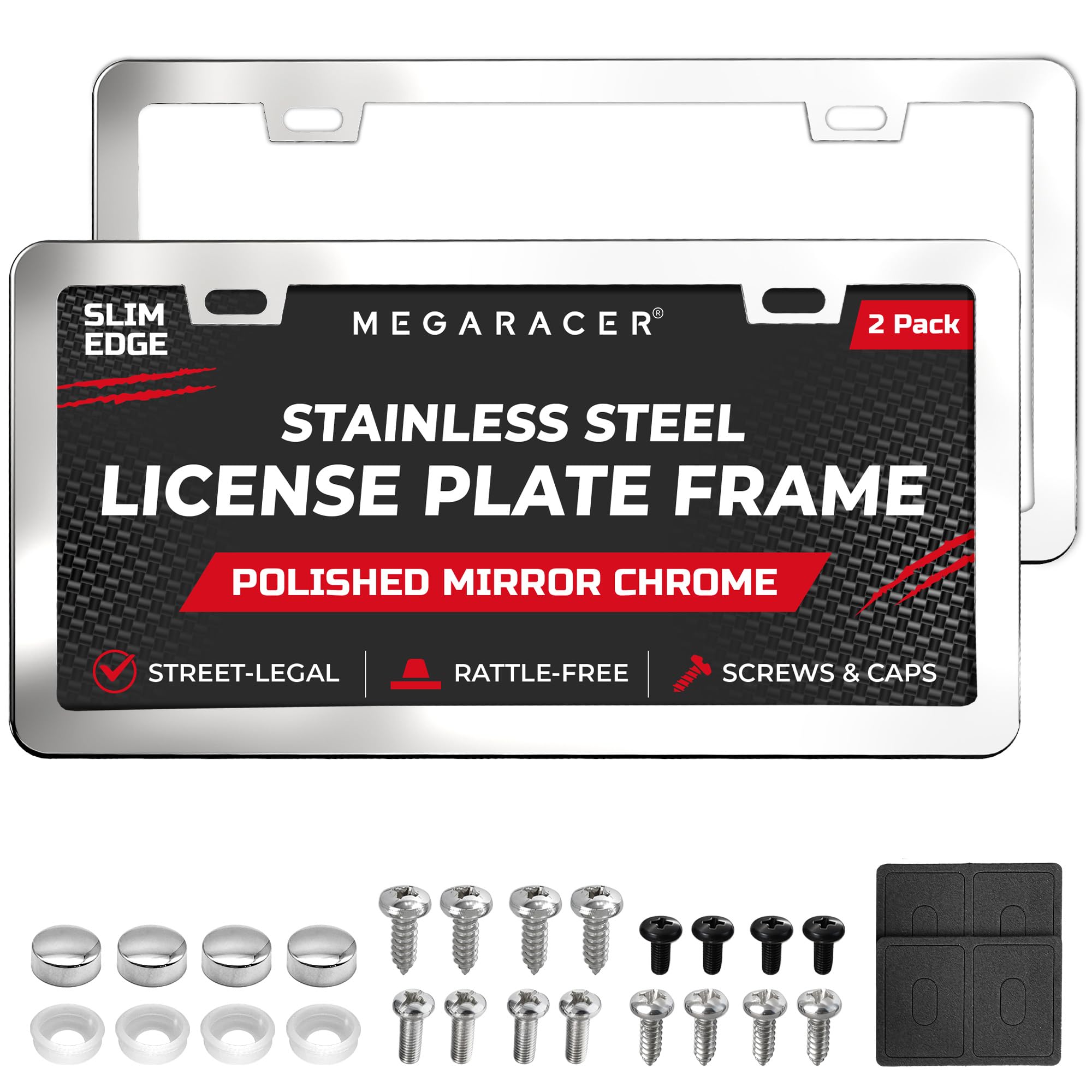 Amazon.com: Polished Mirror Chrome Silver Thin License Plate