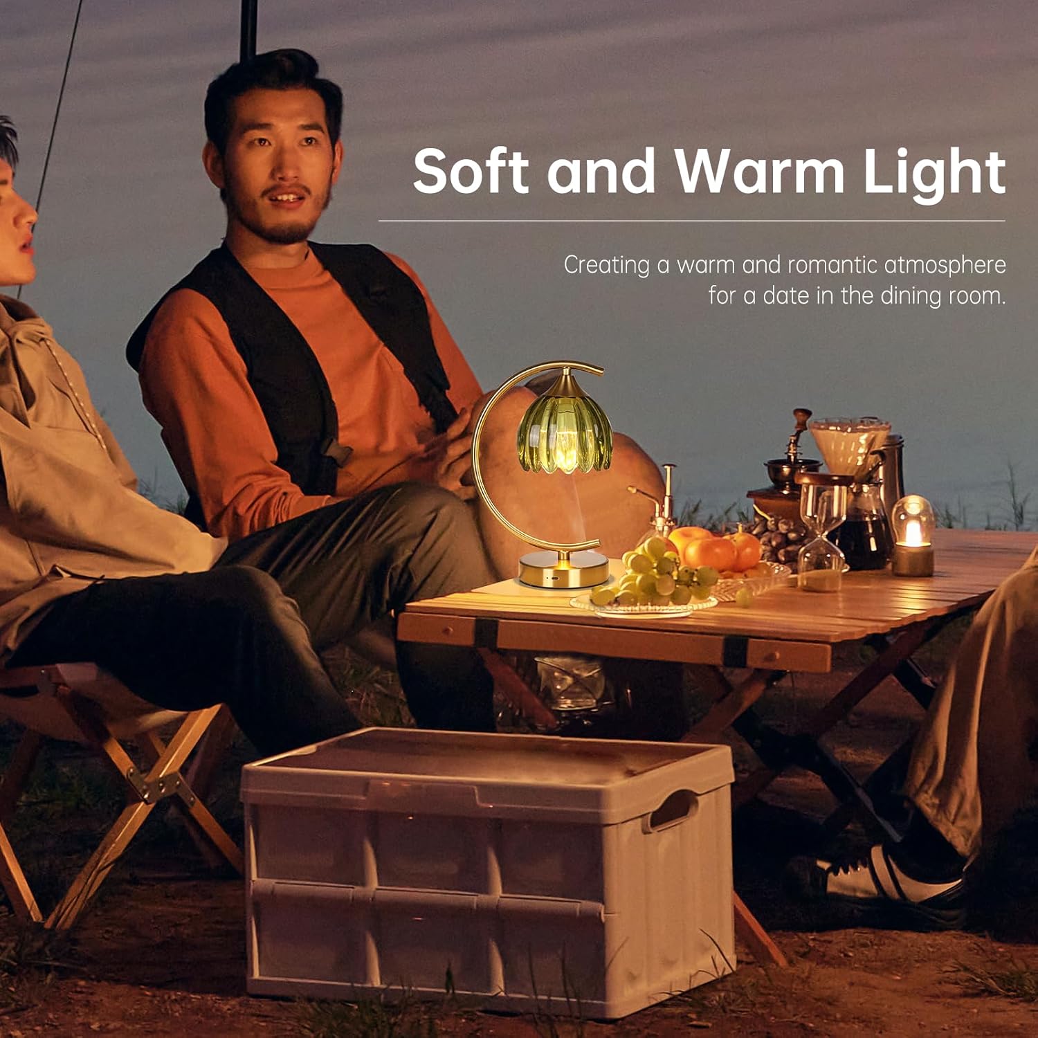 Tulip Table Lamp, 5200mAh Cordless Touch Control Table Lamp with 3 Color Temps & Stepless Dimming, Rechargeable Battery Table Lamp for Living Room, Bedroom, Office, Shelf (Green Tulip)