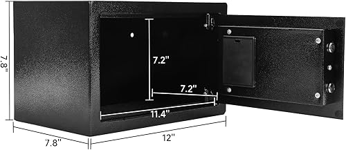 Miniatura 2 de Caja de seguridad de acero de 0.43 pies cúbicos con teclado digital, caja fuerte electrónica para el hogar, oficina, hotel, negocios, dinero en