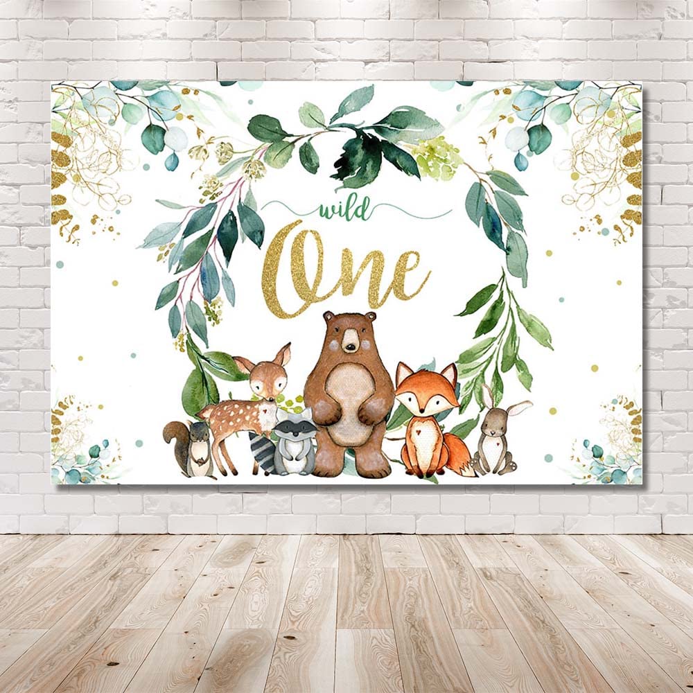 Dschungel Tiere Fotohintergrund 2,1x1,5m – Kindergeburtstag Dekoration | Für Cake Smash & Porträtfotos