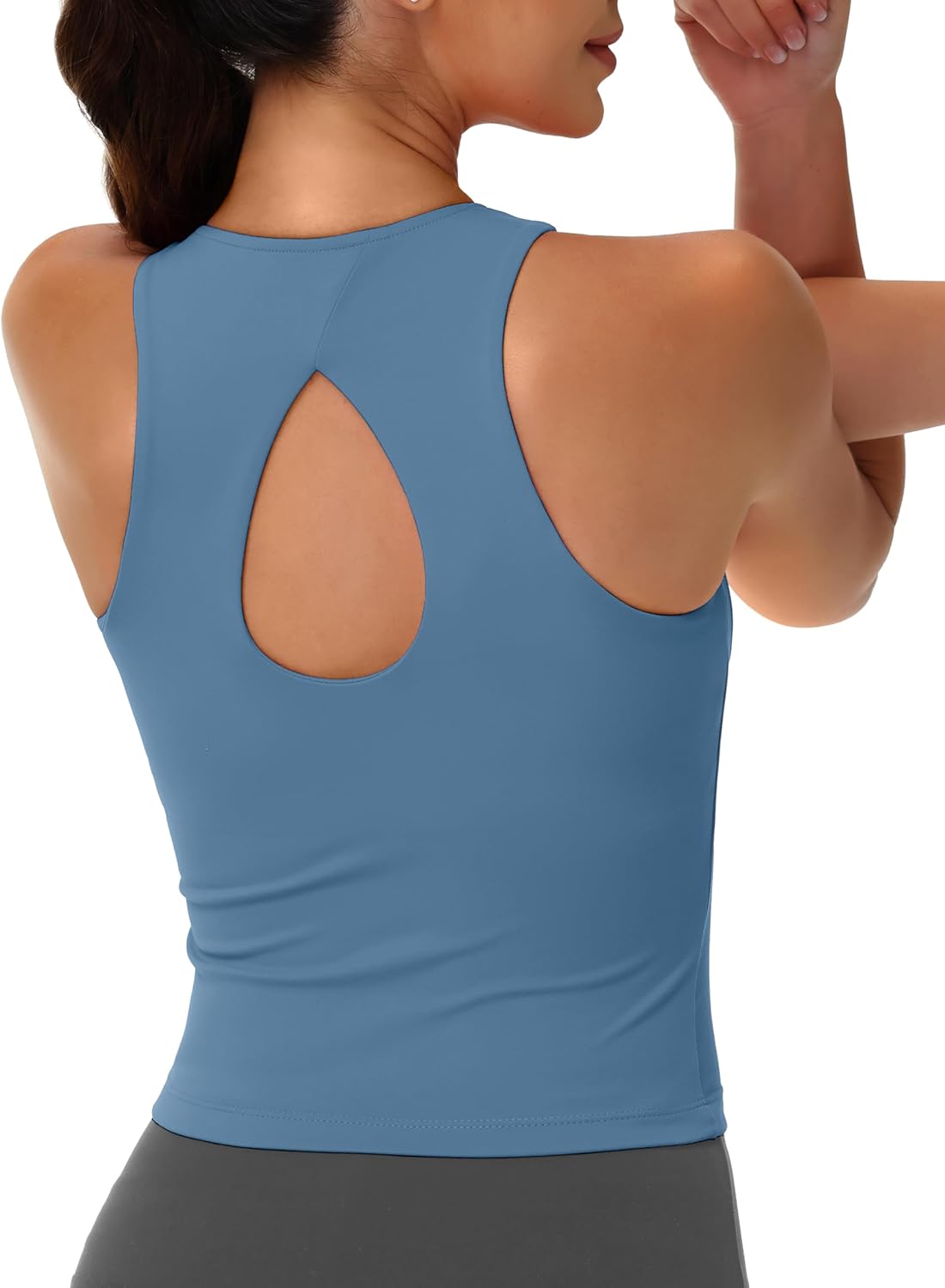 MAGCOMSEN Women's Workout Tank Tops with Built in Bra Athletic Racerback Support Tanks Padded Fitted Yoga Crop Gym Activewear