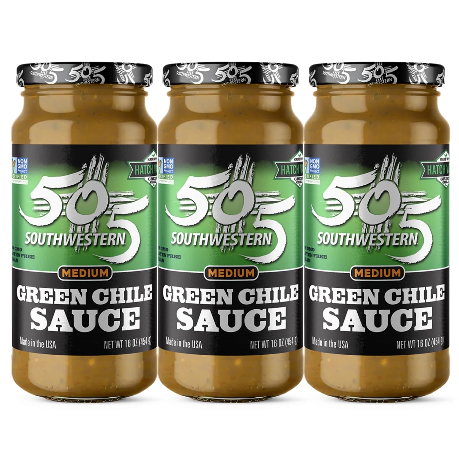 505 Southwestern Hatch Valley Mild Green Chile Sauce 16oz (Pack of 3, Green Chile Cooking Sauce-medium)