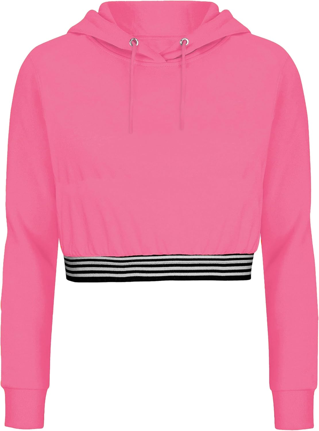 URBAN BUCK Neon Crop Top Hoodie For Women – Lightweight Long Sleeve Cropped Pullover Sweatshirt For Workout & Running