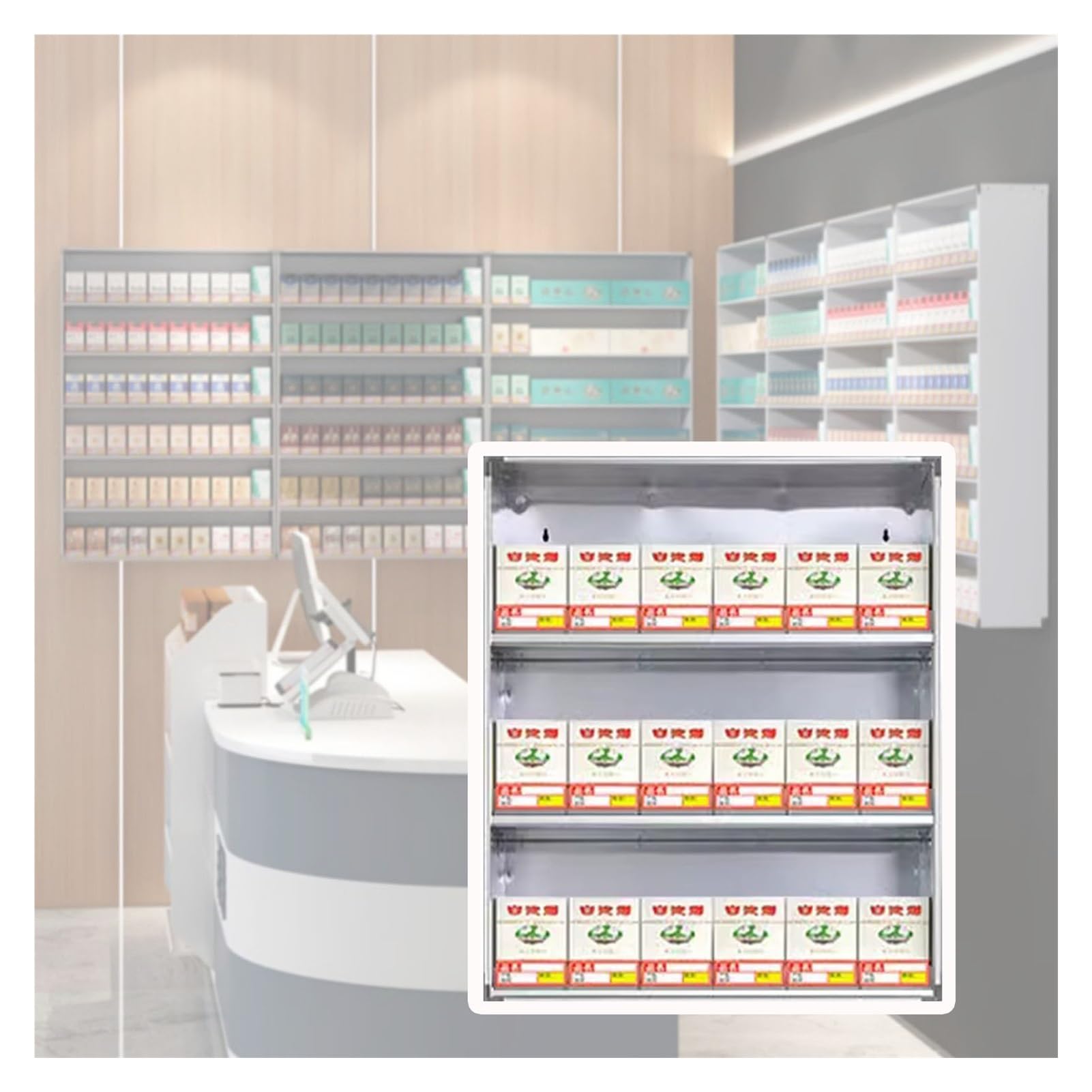 Soporte comercial automático para exhibición de tabaco y vitrina de tienda