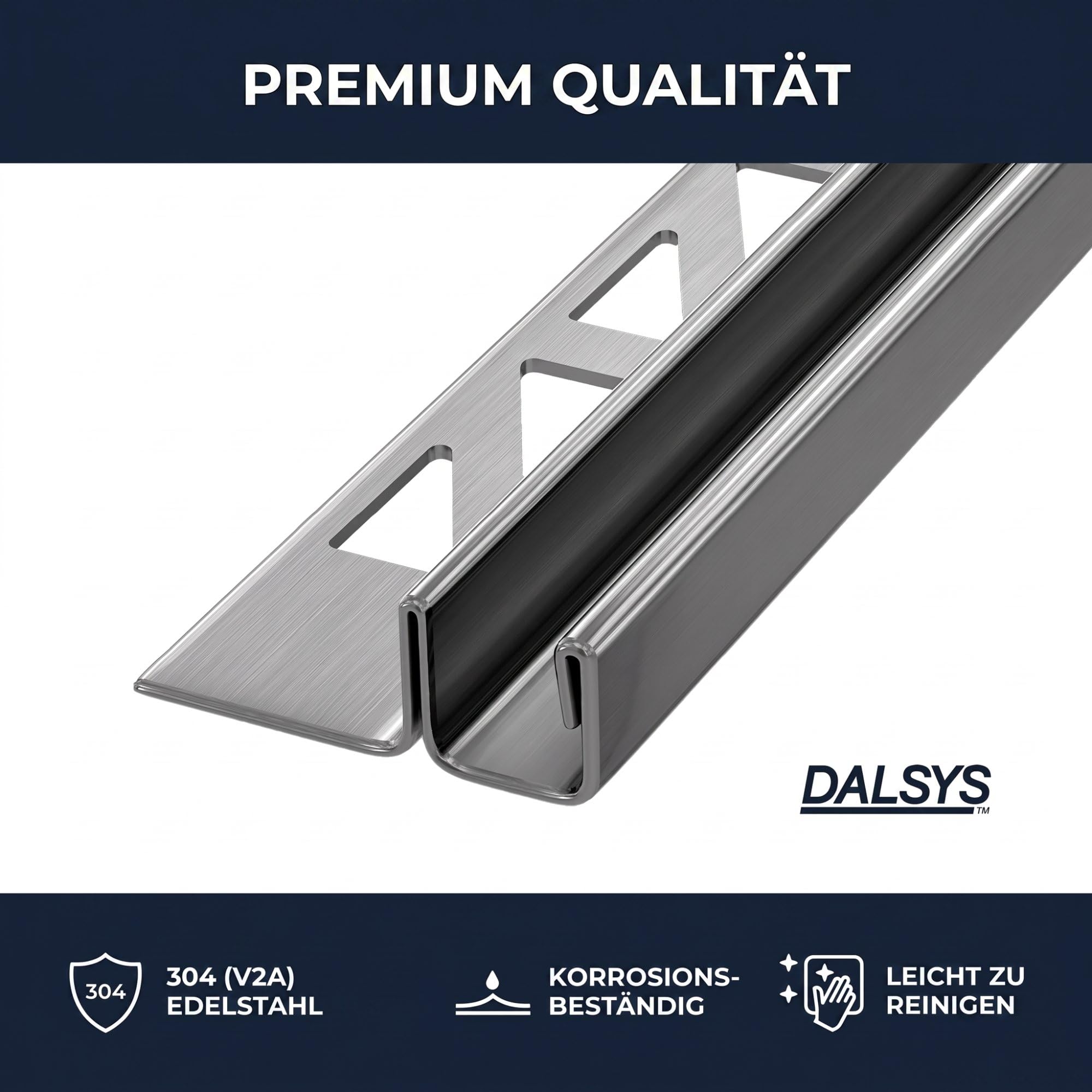 Perfil vidrio 200cm x 11mm x 12,5mm acero inoxidable cepillado | Perfil para baldosas con perfil en U para montaje en el suelo en el baño - perfil de sujeción de cristal