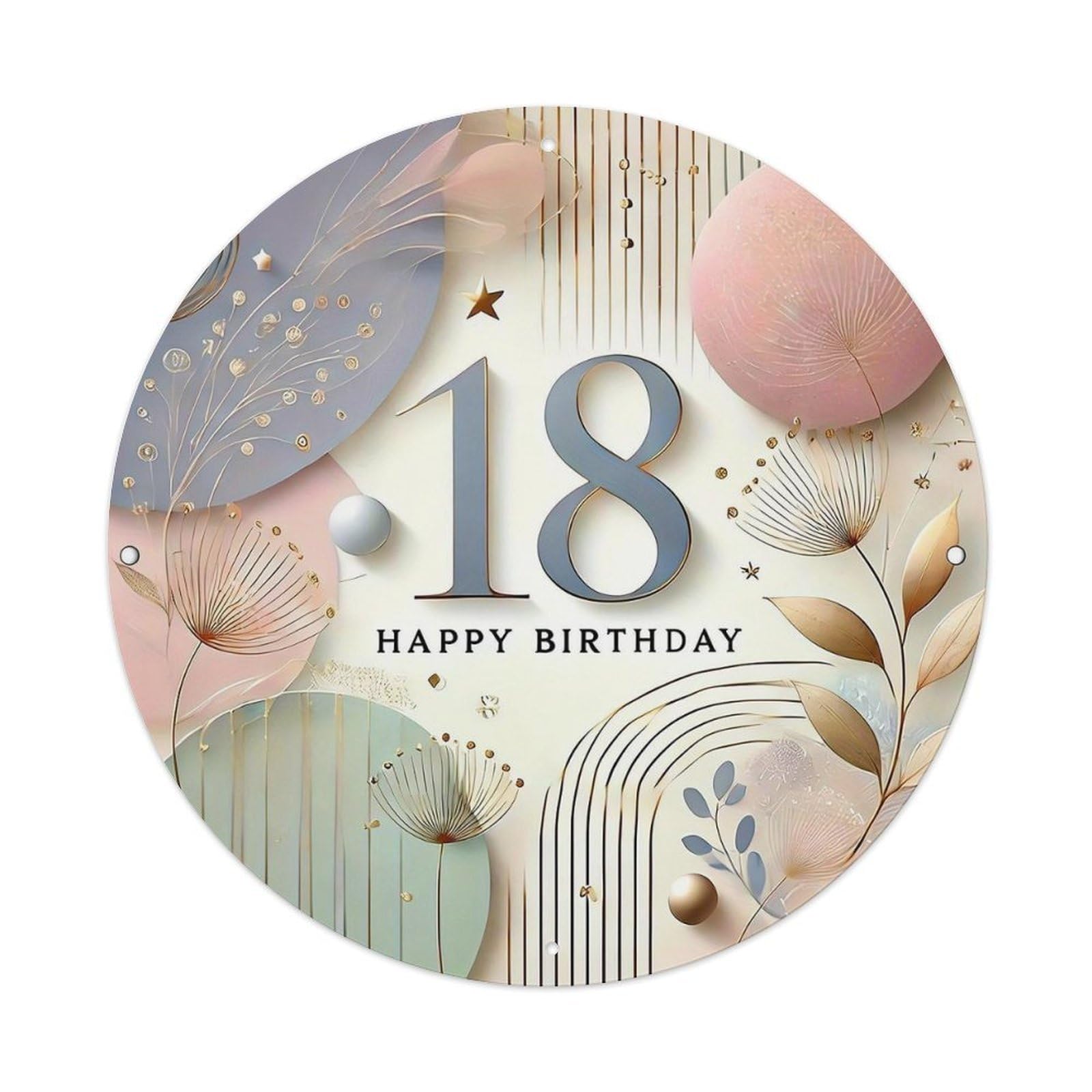Abstract Floral Birthday Design Pattern Metal Tin Sign Plaque